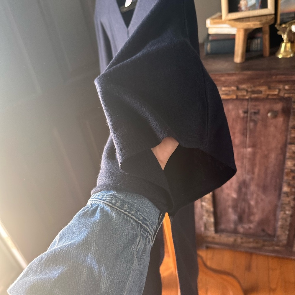 J. Jill Dark Blue Wool Blend Poncho - Picture 4 of 4